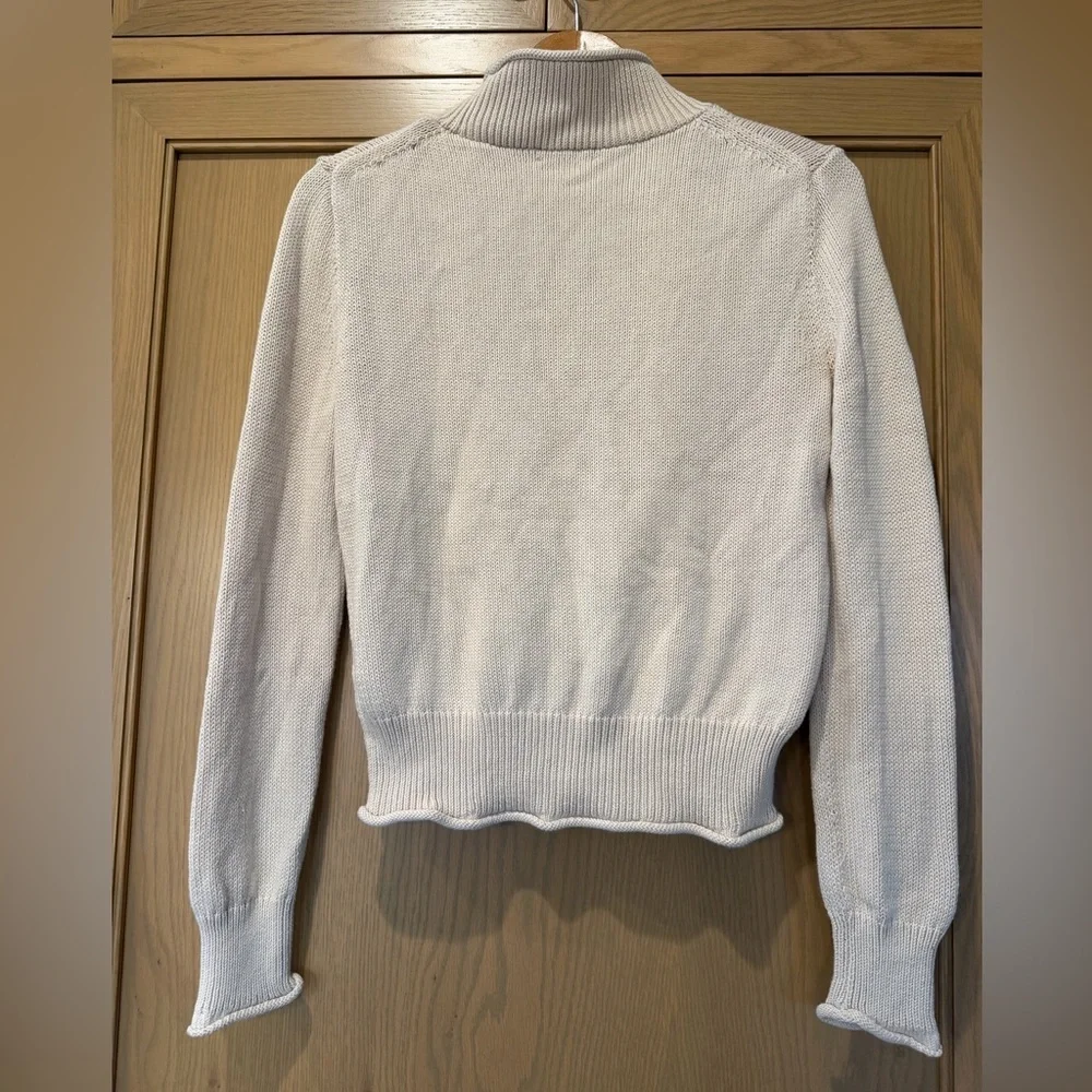 J. Crew Cream Turtleneck Rolled Hemline Sweater / Cotton / xsmall
